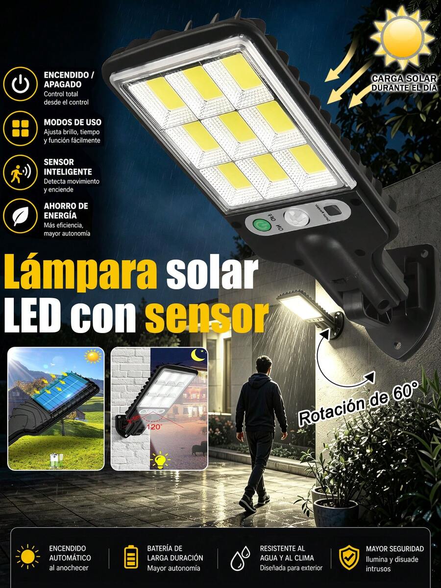 1/2pc Solar Powered LED Motion Sensor Light, Energy Efficient, Adjustable Wall Lighting With Remote Control For Garden, Garage, Backyard And Patio, Durable Plastic, Easy Installation, Outdoor Solar Lights With Motion Sensor.