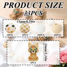 33PCS New 3D Animal Series Silicone Beads Set, Giraffe Leopard Zebra Duck Cat Shaped Design, Multiple Colors Round Beads, Suitable For Jewelry Making, Perfect For DIY Bracelets, Lanyards, Beaded Pen Accessories, Holiday Decorations And Other Handmade Crafts - New 3D Animal - View 15