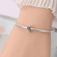 1pc S925 Sterling Silver Lucky Four-Leaf Clover Tree Of Life Bead, Horseshoe, Heart Tree, Infinity Symbol Multiple Styles, Inlaid With Emerald Green Zirconia And Green Enamel, Comes With Gift Box, Suitable For Bracelet Necklace DIY, Symbolizes Peace And Good Luck Gift Accessory - Multicolor - View 9