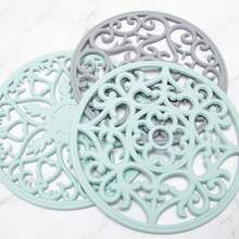Set Tatakan Silikon Tradisional 3pcs/1pc - Alas Panas Anti Selip Tahan Panas untuk Meja Dapur & Meja Makan - Tatakan Dapur untuk Piring & Peralatan Masak Panas - Tatakan Panci & Wajan - Biru Tosca - View 5