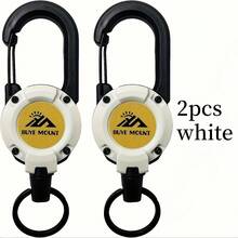 2pcs Retractable Keychain Set, Heavy Duty Steel Cable With Lanyard And Carabiner, Suitable For Outdoor Camping, Hiking And Fishing, Multi-Function Badge And ID Card Holder - Multicolor - View 3