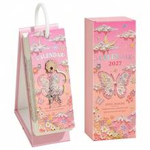 2027 Desk Calendar With Binder Ring, Pastel Pink Butterfly Oil Painting Style, Inspirational Quotes Daily Planner Calendar, One-Way Page Turn For Home & Office Schedule Organization - Single Piece - View 13