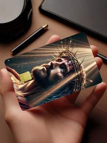 1pc Official Lord Credit Card Sticker Privacy Protection Card Skin, God Bless Holy Light Holiday Gift PVC Material Anti-Fingerprint Anti-Scratch Wear-Resistant Card Sleeve, Suitable For Men, Women, Couples, Small Chip Card, Bank Card Decoration Sticker, Credit Card, Transit Card, Student Campus Card Personalized DIY - Type a - View 3