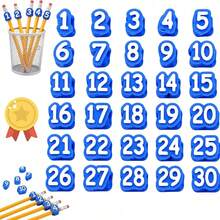 Numbered Pencil Toppers, 10/20/30/50pcs Number Pencil Toppers, 3D Printed Reusable Classroom Pencil Labels For Teachers, Pencils Tracking Markers For Supply Stations And School Organization - Multicolor - View 2