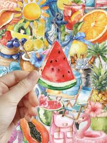 50 piezas de pegatinas de verano para adultos, adolescentes y entusiastas de las pegatinas, para scrapbooking, diarios, portátiles, parachoques, patinetas y talla grande - Diseños duraderos y resistentes a la intemperie para expresión creativa en interiores & exteriores - Multicolor - Ver 7