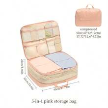 Expandable Compression Travel Clothing Storage Bag, Multi-Compartment Luggage Organizer With Luggage Strap And Handle, Waterproof Washable Twill Fabric Dustproof And Moisture-Proof Storage Cube, Suitable For Shirts, Underwear, Socks, Bras - Multicolor - View 9