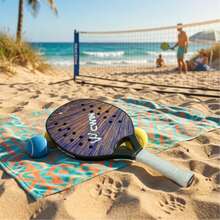 Beach Tennis Racket, Drainage Hole Design, One-Piece Frame, Anti-Slip Wrapped Handle, Suitable For Beach Sports And Leisure Training - Multicolor - View 1