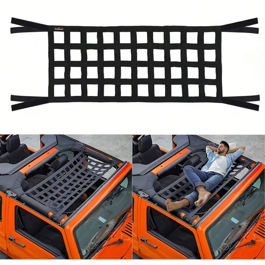 1件裝汽車車頂網吊床，適用於 Gladiator JT 以及 YJ、TJ、JK、JKU、JL、JLU 1987-，4門與2門款