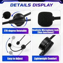 Fake Microphone Headset Prop - Rockstar Adult Men's & Women's Costume Accessory, Halloween Rock Star Music Concert Party Costume Accessory - View 3
