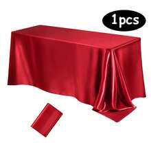 1pc Elegant White Satin Tablecloth: Perfect For Wedding Receptions, Parties And Home Decoration - Rectangular, Woven, Soft And Shiny - Multicolor - View 25