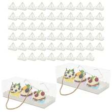 HYYKJ-US 60 Pack Clear Swiss Roll Cake Box, Large Transparent Cupcake Box With Handle, Rectangle Cake Roll Packaging For Baking Bakery - JJFTOR7NWDHS8=default - View 5