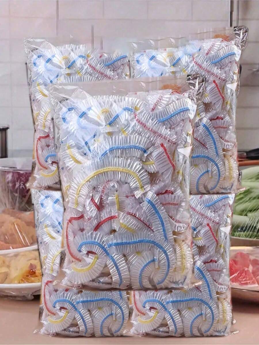 300pcs PE Stretchable Transparent Cling Film, Extra Large & Thick, Reusable, Odorless Kitchen Food Wrap, Dust-Proof, Suitable For Home, Outdoor Picnic, Fits Various Containers, Shower Cap 100/50/5pcs