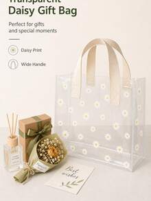 Bolsa de regalo de mano de PVC transparente, bolsa tote de PVC transparente con diseño de margarita, bolsa de regalo reutilizable para vacaciones, regalo de vacaciones - Multicolor - Ver 11
