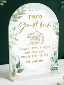 White Arched Acrylic Wedding Guest Sign-In Board And Base, Thickened Modern Calligraphy Style Arched Acrylic Desktop Sign, Suitable For Weddings And Events - View 14