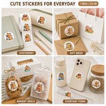 500PCS(1 Roll) 1 Inch Capybara Stickers, 12 Patterns, Suitable For Teachers, Adults, Parents, Classroom, School, Work, Study, Training, Cute Animal Stickers, Handmade Self-Adhesive Labels, Incentive Encouragement Stickers, Back To School Stickers, School Opening Decoration Stickers, Back To School Gifts - Multicolor - View 6