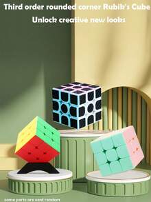 1個碳纖維 3x3 速度魔方玩具，順滑迷你經典 3x3 魔方，彩色專業競賽拼圖魔方，適合初學者，紓壓指尖玩具 - 彩色 - 查看 2