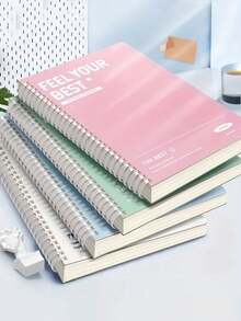 4pcs/Set A5 Size Spiral Coil Notebook (60/120 Pages Optional) 7mm College Ruled Inner Pages Thick Cardboard Cover 6 Colors Student Learning Notes/Diary Writing/Office Supplies Coil Notebook Large Capacity Minimalist Fashion Colorful Notebook Suitable For Students, Working Women, Home Office Summer/Autumn Stationery Gift, Random Color - A - View 1