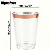10pcs 10oz Gold Rim Plastic Cups - Durable Hard Cold Drink Cups, Suitable For Weddings, Birthdays, Christmas And New Year, Stackable Elegant Party Tableware, Perfect For Halloween, Christmas And Other Holiday Celebrations And Gatherings - A - View 13