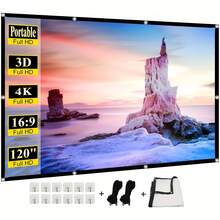 4K Projection Home Theater Screen | Full HD 3D 16:9 Dual-Sided Projection Screen, Projection Screen, Suitable For Indoor And Outdoor Use, Wall Installation, Hanging Option, Multiple Specifications Available, Perfect For Backyard Movie Nights - View 1