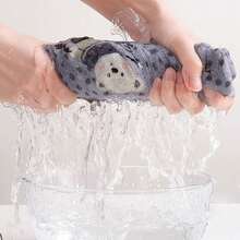 1pc/2pcs Approx. 14*29in/28*55in Pink Leopard Print Towel, Cute Embroidered Rabbit Pattern Coral Fleece Bath Towel + Face Towel, Super Soft High Absorbency Quick Dry Thick Non-Shedding Towel, Suitable For Bathroom, Home, Travel, Back To School - Light Grey - View 10