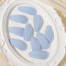 10pcs Striped Solid Color Embroidered Floral Fabric Water Drop Hair Clips, Cute Princess Style Head Accessories For Daily Wear And Photos - Mixed color - View 17
