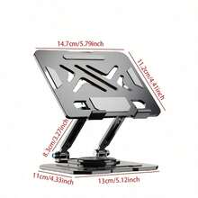 Rotatable Foldable Metal Desktop Stand For IPad, Tablet, Laptop, Suitable For Live Streaming, Study, Movie Watching, Cooling - RY-16 Black - View 5