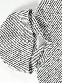 1pc White Hooded Pullover Sweatshirt For Men, Jacquard Knit Fabric, Loose Fit, Versatile Outerwear For Spring And Autumn, Lazy Vacation Style, Short Trip Holiday Walking Outfit, Boyfriend Style Top - White - View 6