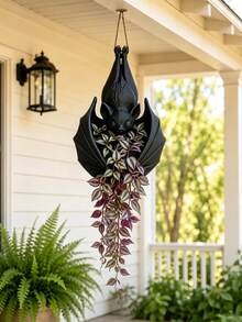 1pc Bat Shaped Hanging Planter, Hanging Bat Decoration, Hanging Plant Stand, Indoor Plant Stand, Suitable For Outdoor Garden Supplies, Garden Decor, Halloween Home Decor, Bedroom Decor, Home Decor, Garden Planter, Wall Decor, Indoor And Outdoor Succulents, Small Plants, Gothic Style Wall Hanging Flower Basket, Halloween, Christmas Gift Best Choice - Multiple Colors - View 9