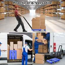 500 Lbs Capacity Heavy Duty Folding Hand Truck With Wheels, Telescopic Handle And 1 Elastic Rope, Portable Luggage Cart For Moving, Travel, Home Use, Blue - Multicolor - View 6