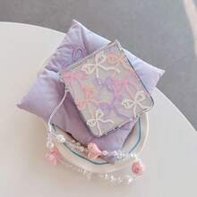 Colorful Bowknot Foldable Phone Case With Pearl Bow Chain For Samsung Galaxy Z Flip4 5G/Galaxy Z Flip5 5G/Galaxy Z Flip6 5G/Galaxy Z Flip7 5G/Galaxy Z Flip8 5G New Foldable Phone Case - Multicolor - View 3