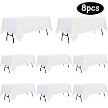 4/6/8/10 pièces Nappe rectangulaire blanche 57 X 102 pouces, convient pour table de 4 pieds, résistante aux taches, résistante aux plis, nappe en polyester lavable, convient pour la salle à manger, le mariage, le banquet, la fête, le buffet - Multicolore - Voir 18