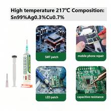 High Temperature (217°C) Injectable Solder Paste (Sn99% Ag0.3% Cu0.7%), With 2 Dispensing Tools And Plunger, Suitable For BGA/SMT Soldering. - Solder Paste - View 7