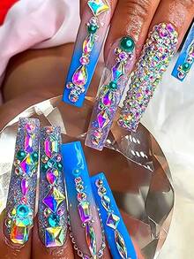 2000pcs/Pack 3MM Colorful Rhinestones, European & American Style 3D ABS Resin Flat Back Rhinestones, Shiny Nail Art Rhinestones, Multi-Functional DIY Colorful Rhinestones, Suitable For Nail Art DIY, Handmade Crafts, Phone Case Decoration - Multicolor - View 3
