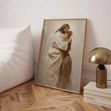 1pc 2D Flat,Vintage Jesus Embracing Girl Wall Art, Christian Inspirational Painting, Religious Artwork, Suitable For Bedrooms, Living Rooms, And Study Rooms Wall Arts Posters,NO Frame - A - View 5