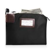 Tas Uang Tunai/Tas Setoran Bank Eagle yang Dapat Dikunci, Ukuran 10,82 x 8,2 x 1,38 Inci, Hitam - A - View 9