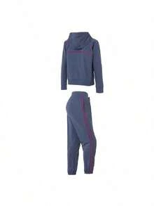Under Armour Women's UA Rival Tricot Tracksuit HD-GRY 2026 Summer Hooded Colorblock Sports Casual Two-Piece Set 6001966-044 - Heavy Rain Gray - View 2
