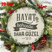 2D Flat Round Sign, Vintage Decorative Plaque With "Life Is Better In The Garden" Theme, "Garden Decor" Sign, Suitable For "Kitchen, Dining Room, Cafe" Decoration Or Gift. Turkish Language (Random Hole Position) - A - View 6