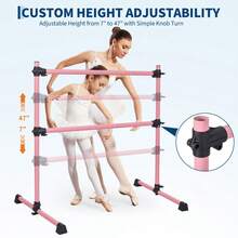 BouPower Adjustable Ballet Barre 48 Inch, Freestanding Heavy Duty Ballet Barre, Non-Slip Ballet Barre For Home Practice, Portable Dance Bar For Kids Adults  Ballet Practice, Pilates & Stretching - Pink - View 2