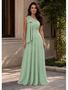 Long Dress For Bridesmaid Wedding Graduation Light Party - verde menta - Ver 5