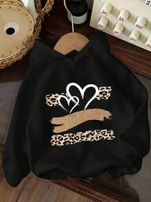 3pcs-Tween Girl 3 Pieces Set Fun Print Pullover Sweatshirt, Warm And Comfortable Thermal-Lined Pullover Pullover Sweatshirt For Autumn/Winter - Black - View 4