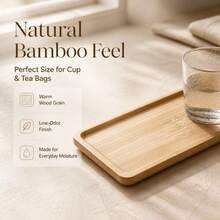 Compact Rectangular Bamboo Tray, Small Desktop Storage Tray - Apricot - View 3