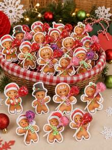 48pcs Christmas Cartoon Gingerbread Man Lollipop Cardstock, Christmas Mixed Style Lollipop Decoration Cardstock, Gingerbread Man Shaped Lollipop Cardboard, Christmas Candy Paper Packaging, Christmas Party Supplies, Christmas Party Decoration, Christmas Home Decor, Autumn/Winter Holiday Decoration, Room Decor, Kitchen Decor, Christmas Gift, Party Favors, Christmas Gift Wrapping Supplies, 2027 New Year Home Holiday Party Decoration - Christmas Gingerbread Man - View 10