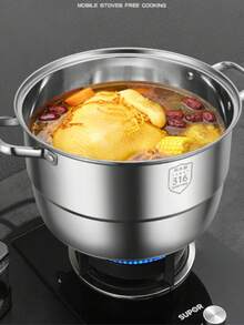 Thick 316 Stainless Steel Steamer Large Double-Layer Home Single Sieve Soup Pot Hot Pot - View 5