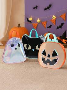 1pc/3pcs Happy Halloween Non-Woven Gift Bag – Durable, Reusable Tote With Handles Featuring Black Cat, Ghost, And Pumpkin Designs – Perfect For Halloween Gifts - Multicolor - View 4