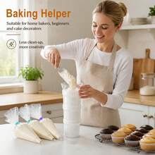 1 buah Dudukan Kantong Piping Bebas Genggam, Stand Kantong Piping Plastik Semi-Transparan untuk Mengisi, dengan Set Alat Piping, Aksesoris Dekorasi Kue dan Pemanggang - Clear - View 4