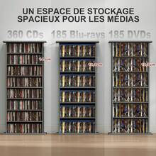 HOMCOM Racks à CD & DVD - Gris - Voir 4
