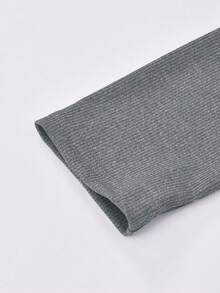 Đầm nữ tối giản màu trơn tay dài có dây rút - Xám - Xem 6