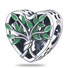 1pc S925 Sterling Silver Lucky Four-Leaf Clover Tree Of Life Bead, Horseshoe, Heart Tree, Infinity Symbol Multiple Styles, Inlaid With Emerald Green Zirconia And Green Enamel, Comes With Gift Box, Suitable For Bracelet Necklace DIY, Symbolizes Peace And Good Luck Gift Accessory - Multicolor - View 14