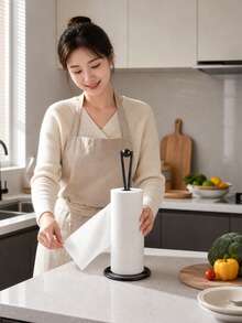 Paper Towel Holder Dispenser With Weighted Base, Non-Slip, Spring Arm Easy Tear, Stainless Steel, Suitable For Home Kitchen Countertop And Desktop - Multicolor - View 1