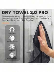 Shower Cleaning Cloth, Bathroom Drying Towel, Super Absorbent Reusable Microfiber Shiny Drying Towel, Suitable For Shower Doors, Sinks And Ceramic Tiles - Dark Grey - View 6